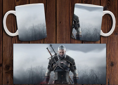 Чашка белая керамическая с принтом "Відьмак" Witcher 22 ABC