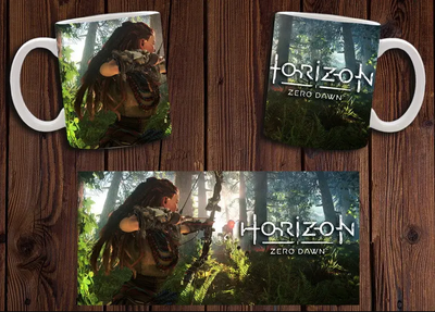 Чашка белая керамическая с принтом Horizon Forbidden West Запретный Запад 10 ABC