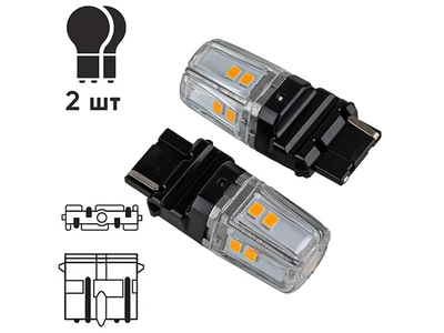 Лампочка светодиодная габаритная Pulso LP-64156A 3156 W2.5x16q 12SMD-2835 1контакт 400lm AMBER