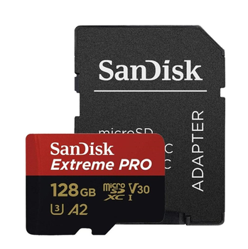 Карта памяти microSDXC SanDisk Extreme Pro 128Gb c10 V30 (R200MB/s,W90MB/s)+(adapter) SDSQXCD-128G-GN6MA