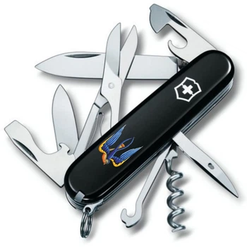 Складаний швейцарський ніж Victorinox Vx13703.3_T1230u Climber Тризуб-Ластівка 14 функцій 91 мм чорний