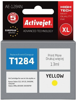 Картридж Activejet для Epson T1284 Supreme 13 мл Yellow (AE-1284N)