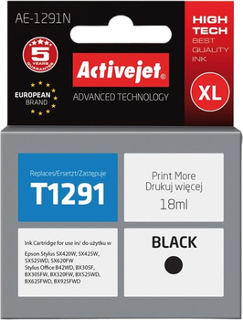 Картридж Activejet для Epson T1291 Supreme 18 мл Black (AE-1291N)