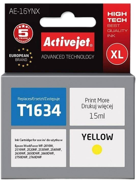 Картридж Activejet для Epson 16XL T1634 Supreme 15 мл Yellow (AE-16YNX)