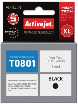 Картридж Activejet для Epson T0801 Supreme 15 мл Black (AE-801N)