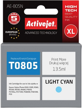 Картридж Activejet для Epson T0805 Supreme 13.5 мл Light Cyan (AE-805N)