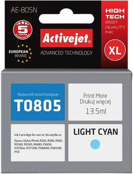 Tusz Activejet do Epson T0805 Supreme 13.5 ml Light Cyan (AE-805N)