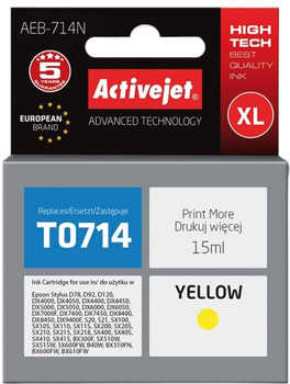Картридж Activejet для Epson T0714/T0894/T1004 Supreme 15 мл Yellow (AEB-714N)