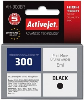 Картридж Activejet для HP 300 CC640EE Premium 6 мл Black (AH-300BR)