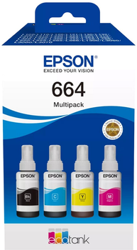 Набір чорнил Epson 664 4 x 70 мл Cyan/Magenta/Yellow/Black (C13T66464A)