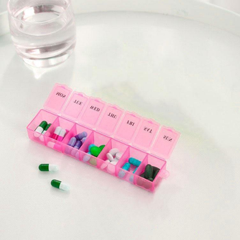 Органайзер для таблеток на 7 днів Рожева, таблетниця для ліків, контейнер для таблеток на тиждень (VS7006555-1)