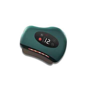 Вібраційний масажер скребок для тіла Gua Sha Electric Інфрачервоний бездротовий електромасажер Гуаша з підігрівом та USB зарядкою колір зелений
