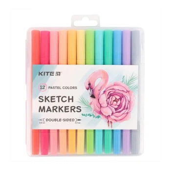 Набор скетч-маркеров Kite Pastel, 12 цветов (K22-045)
