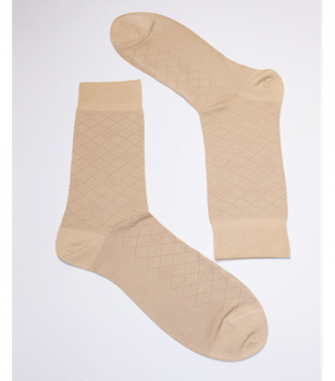 Чоловічі&nbsp;шкарпетки&nbsp;із геометричним орнаментом - Giulia - ELEGANT 203 - 39-40 - Beige