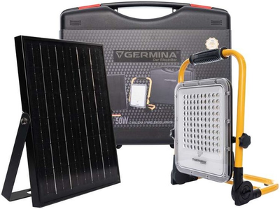 Naświetlacz akumulatorowy z panelem solarnym Germina Herkules 50 W 1400 lm (GW-0076)