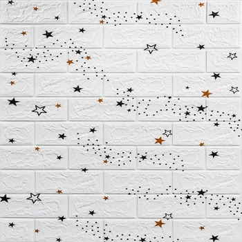 Декоративна 3D панель самоклейка Sticker Wall під білий цегла Зірки 700х770х5мм 021 (3DPanda-0086)