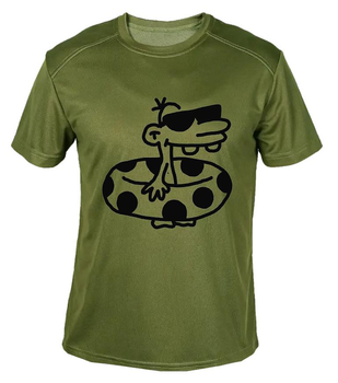 Футболка потовідвідна армійська ЗСУ з принтом "Малюк у рятувальному кругі" в оливі XL
