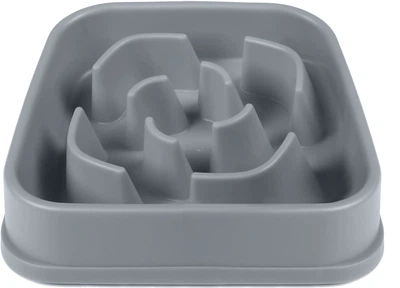 Силіконова квадратна миска Dexas Slow Maze Feeder для повільного годування, 0.96 л, світло-сіра (PW304429)