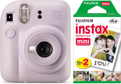 Комплект Камера моментальной печати Fujifilm Instax Mini 12 Lilac Purple Сиренево-фиолетовая (16806133) + Фотопленка Fujifilm Instax Mini Glossy 2 х картриджа (16567828)
