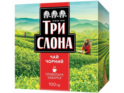 Чай фасованний зелений ТРИ СЛОНА 100г листовий