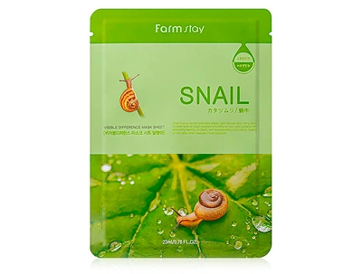 Восстанавливающая тканевая маска для лица с экстрактом улитки FarmStay Visible Difference Mask Sheet Snail (8809809804091)