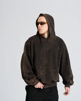 Худі оверсайз OGONPUSHKA Qoma Washed чорне XS