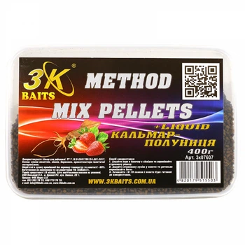 Метод микс пеллетс 3KBaits Кальмар-клубника 400г (3KB1692)