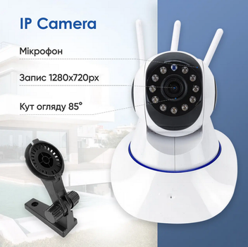 Поворотная сетевая IP-камера видео-наблюдение WIFI Smart NET Q5 ночное видение Датчик движения Встроенная сирена поворот камеры на 355 град