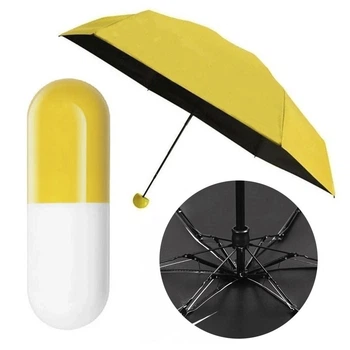 Компактна парасолька в капсулі-футлярі Capsule Umbrella Original кишенькова механічна 165 гр Захист від ультрафіолету Жовтий