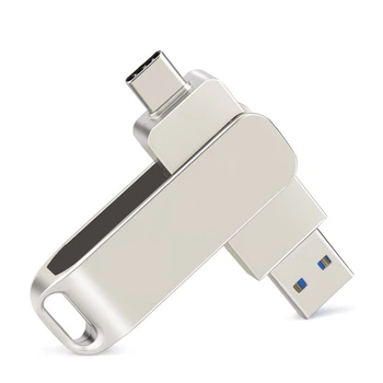 256ГБ USB 3 + Type-C флешка двухсторонняя металлическая, 43 мБ чтение/запись, для Android, ноутбука, ПК