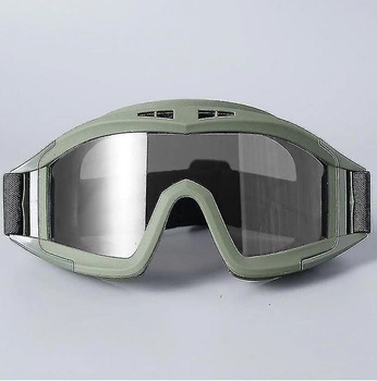Защитные очки для страйкбола от ветра и пыли с 3-мя линзами Green