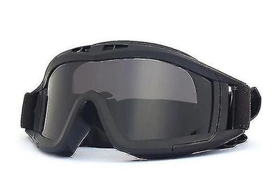 Защитные очки для страйкбола от ветра и пыли с 3 линзами Black