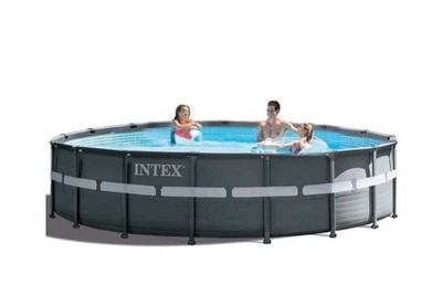Круглый семейный каркасный бассейн Intex 26334 610 x 122 см для дачи из ПВХ серый (21-9-26334-0)