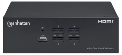 KVM-перемикач Manhattan 4-портовий Dual-Monitor HDMI (153539)