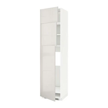 Висока шафа для холодиль IKEA METOD МЕТОД, 3 дверцят, білий, Ringhult світло-сірий, 60х60х240 см, 694.673.26