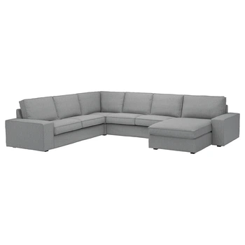 Кутовий диван 5o з шезлонгом IKEA KIVIK КІВІК, Tibbleby бежевий, сірий, 594.404.79
