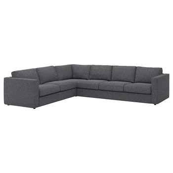 Кутовий диван IKEA VIMLE ВІМЛЕ, 5-місний, ГУННАРЕД класичний сірий, 593.995.78