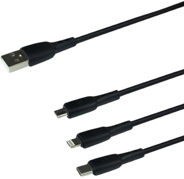 Кабель Natec USB Type-A - micro-USB + Lightning + USB Type-C 1 м Black (NKA-1202)