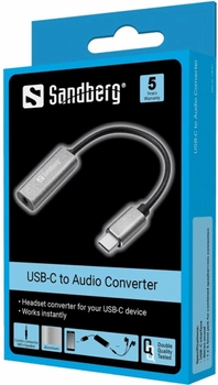 Adapter Sandberg USB Type-C – Jack 3.5 mm Grey (5705730136276)