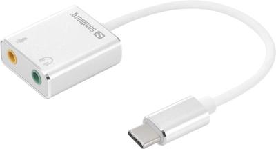 Adapter Sandberg USB Type-C - 2 x Mini Jack 3.5 mm White (5705730136269)