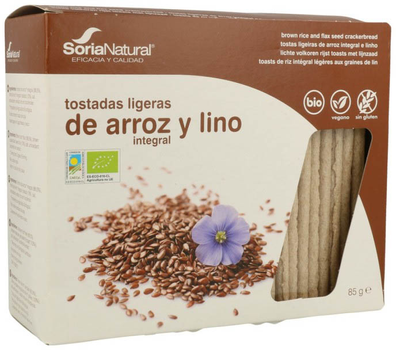 Рисові тости Soria Natural Bio Brown Rice and Linen 85 г (8422947805043)