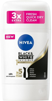 Antyperspirant NIVEA Black and White invisible silky smooth w sztyfcie 50 ml (42429692)