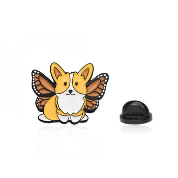 Брошь-значок BROCHE бижутерия Животные Собаки Корги жёлтая BRGV114018