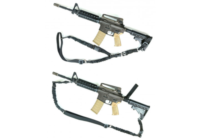 Ремінь збройовий одноточковий - двохточковий універсальний із дод. кріпленням на приклад Чорний