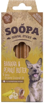 Зубна паличка для собак Soopa Banana and Peanut Butter 4 шт 100 г (5060289920586)