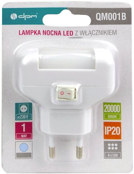 Lampka nocna DPM QM001B LED z wylacznikiem swiatlo niebieskie (5906881191699)