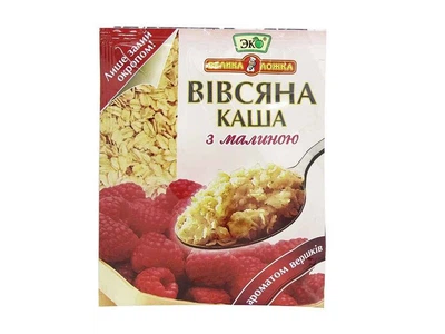 Вівсяна каша ЭКО 205г з малиною та вершками миттевого приготув.