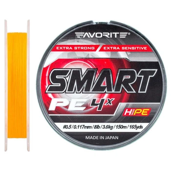 Шнур Favorite Smart PE 4x 150м (оранжевый) #0.5/0.117мм 3.6кг