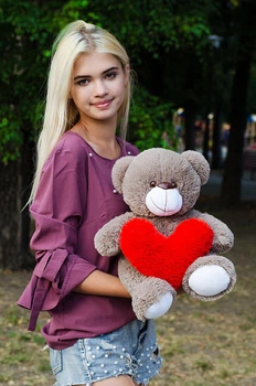 М'яка іграшка Плюшевий ведмедик з серцем My Best Friend Томмі 50 см Капучино
