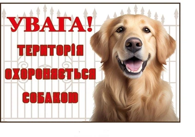Табличку "Територія під охороною пса" (зображення голден ретвивера) д-9281